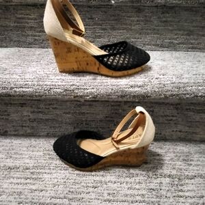 Apt. 9 Women's Wedge Sandals 6.5 M Black  Cream New NWOB